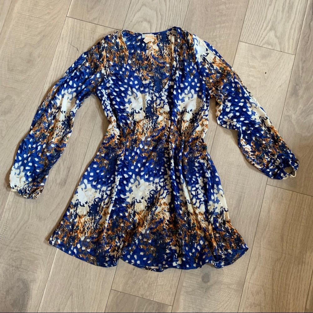 Rubber Ducky Blue patterned dress w/ open sleeves